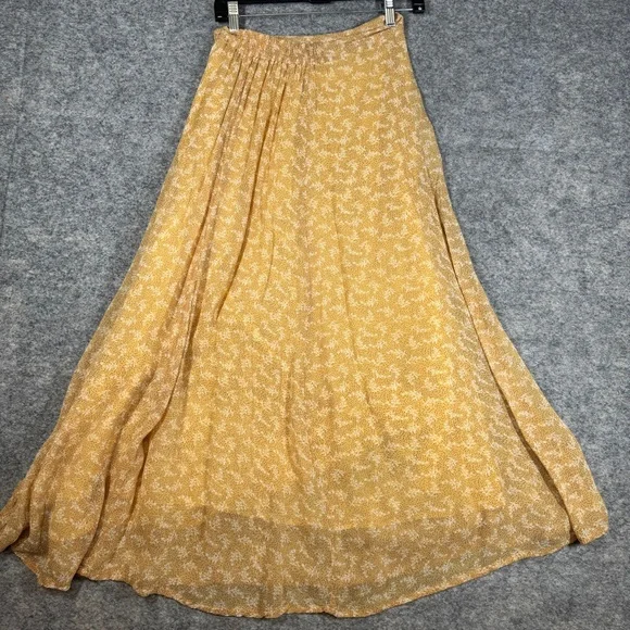 Vintage April Cornell Yellow Midi Skirt Floral Size S Boho Cottagecore Boho Chic - Picture 7 of 14